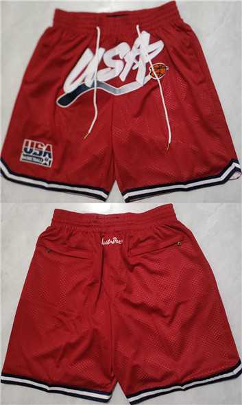 Mens Team USA Red Shorts (Run Small)->->NBA Jersey